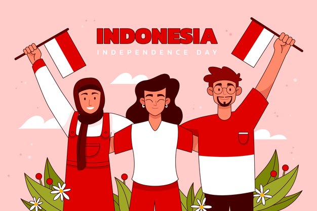 Hand drawn indonesia independence day background