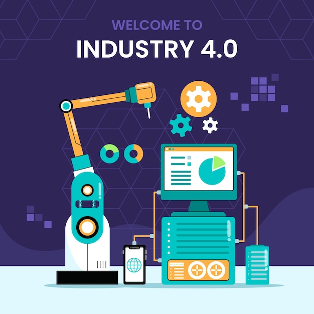 Иллюстрация Industry 4.0, нарисованная вручную