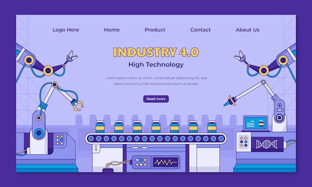 Progettazione della pagina di destinazione dell'industria 4.0 disegnata a mano