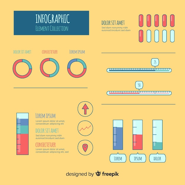 무료 벡터 손으로 그린 infographic 요소 컬렉션