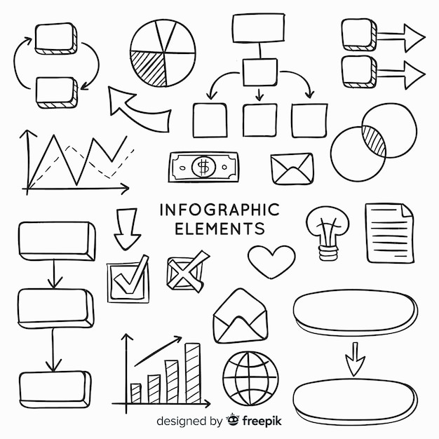 손으로 그린 infographic 요소 컬렉션