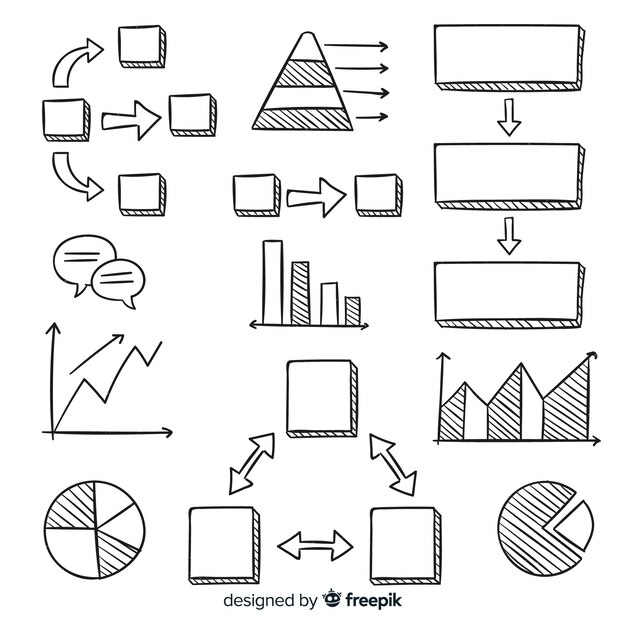 손으로 그린 infographic 요소 컬렉션
