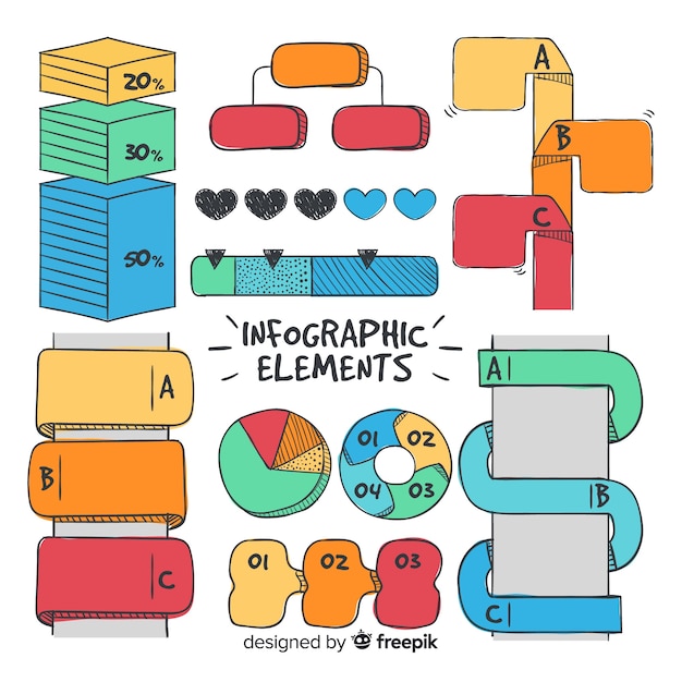 Free vector hand drawn infographic element collection