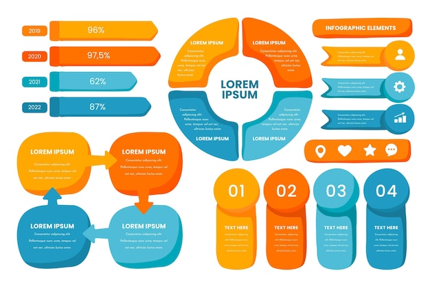 무료 벡터 손으로 그린 infographic 요소 컬렉션