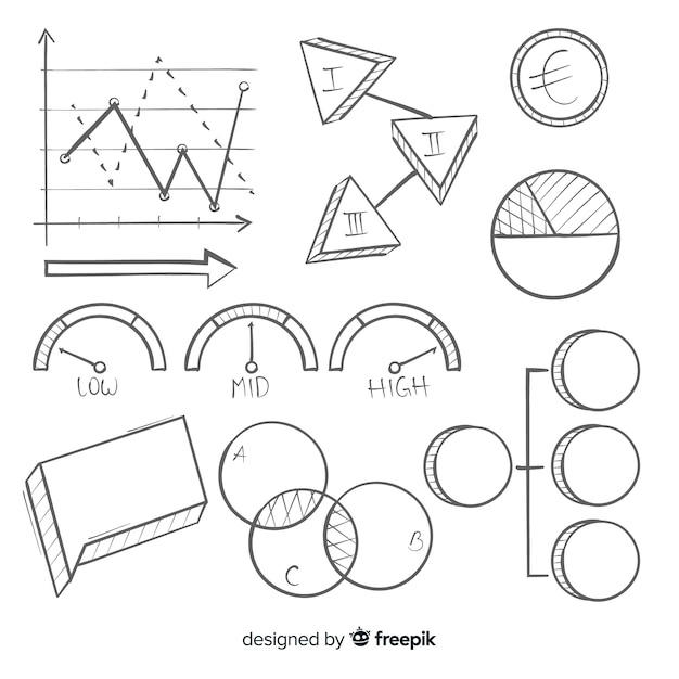 Insieme di elementi infographic disegnato a mano