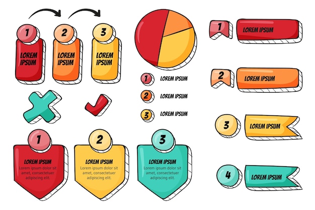 Collezione di elementi infografici disegnati a mano