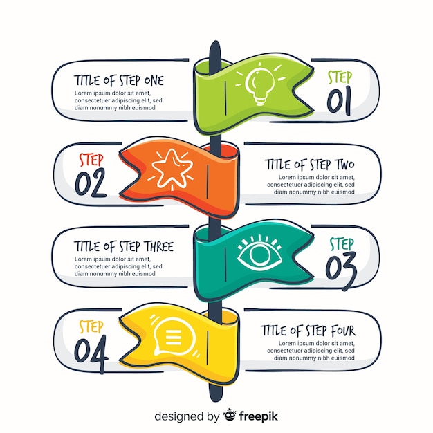 Hand drawn infographic steps