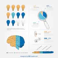 Free vector hand-drawn infographic template with different charts