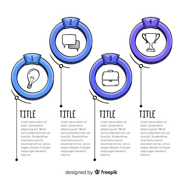 Free vector hand drawn infographic with steps