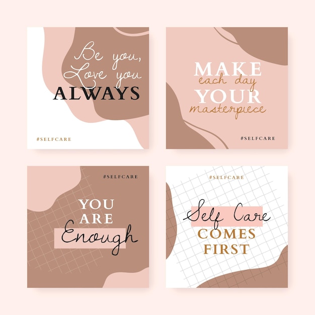 Hand drawn inspirational quotes instagram post collection