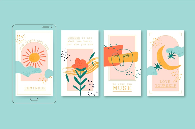 Free Vector hand drawn inspirational quotes instagram stories collection