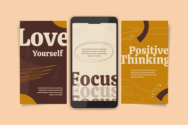 Free vector hand drawn inspirational quotes instagram story collection