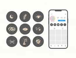 Free vector hand drawn instagram highlights collection