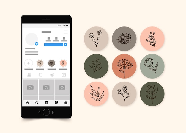 無料ベクター 手描きのinstagramのハイライトコレクション