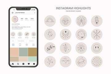 Free Vector | Hand drawn instagram highlights collection