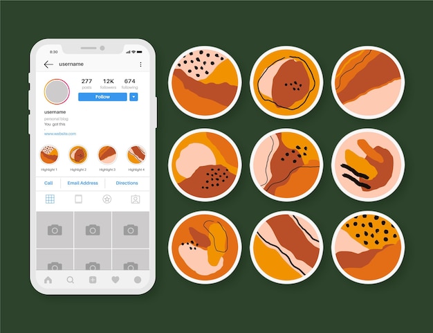Free vector hand drawn instagram highlights set