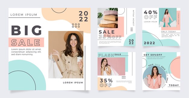 Hand drawn instagram post sale template design