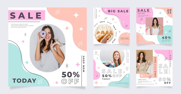 Free vector hand drawn instagram post sale template design