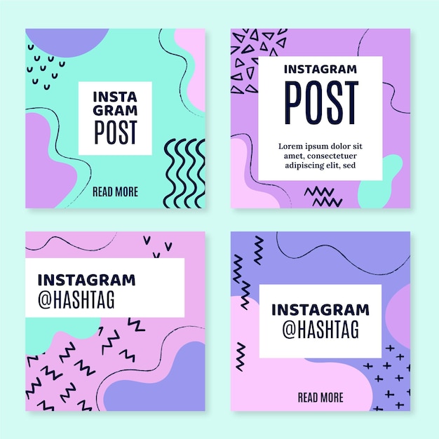 Free vector hand drawn instagram posts collection