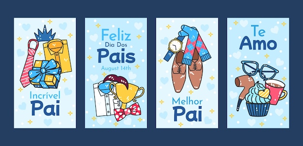 hand drawn instagram stories collection for dia dos pais celebration