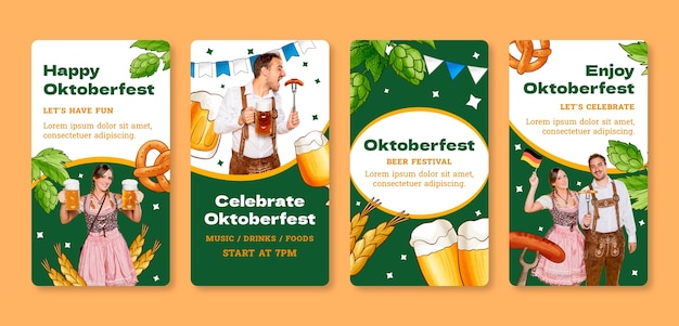 Hand drawn instagram stories collection for oktoberfest festival