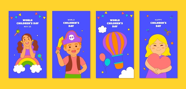 Hand drawn Instagram Stories Collection for World Children’s Day Celebration