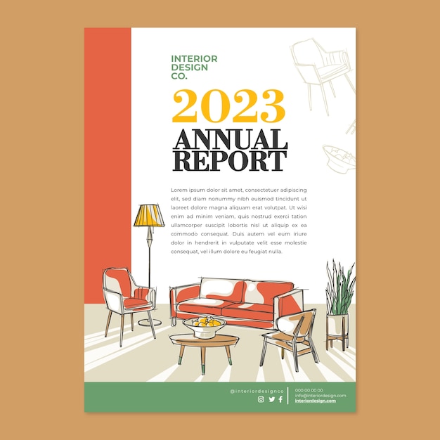 Free vector hand drawn interior design annual report