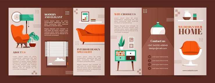 Free Vector hand drawn interior design brochure