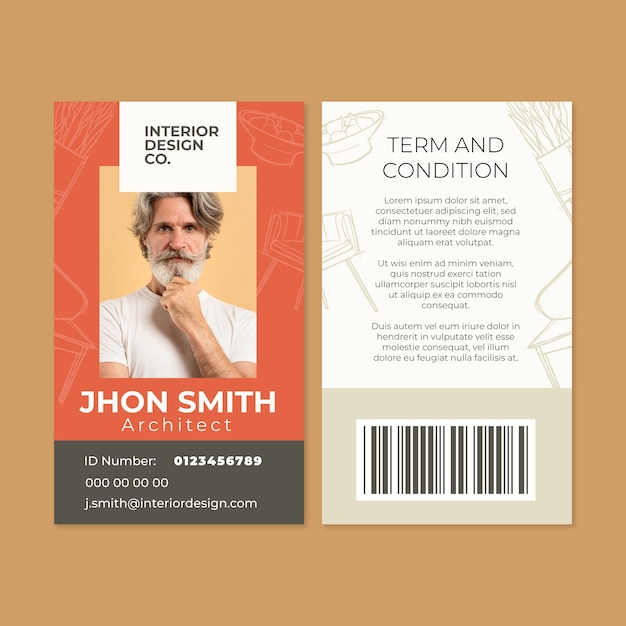 Free vector hand drawn interior design id card