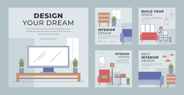 Free vector hand drawn interior design template