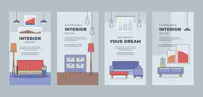 Vettore gratuito modello di interior design disegnato a mano