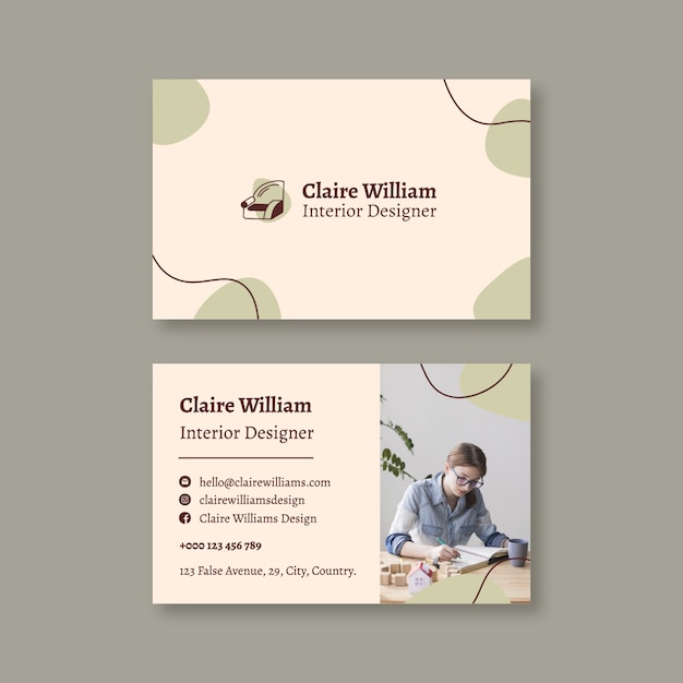 Free vector hand drawn interior designer business card