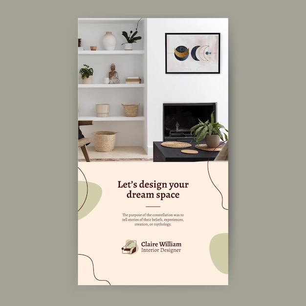 Free vector hand drawn interior designer instagram story