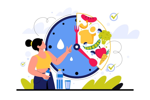 Hand drawn intermittent fasting illustration