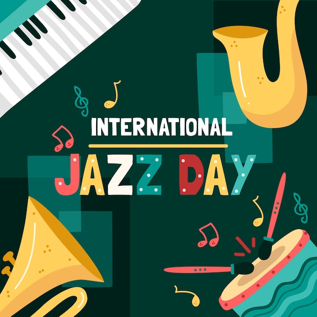 Free vector hand-drawn internationa jazz day design