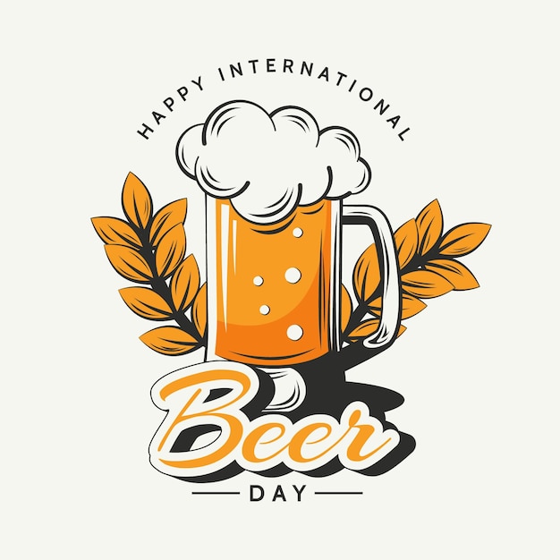 Hand drawn international beer day concept