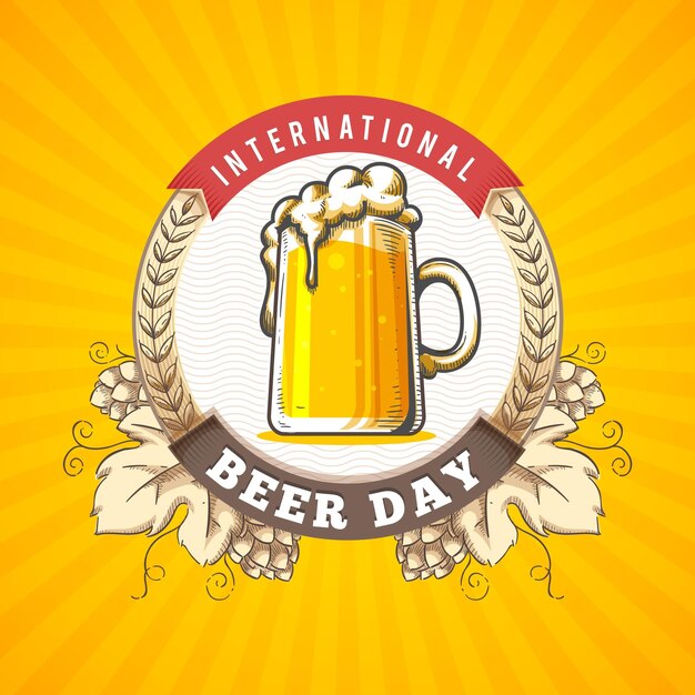 Нарисованная рукой концепция международного дня пива