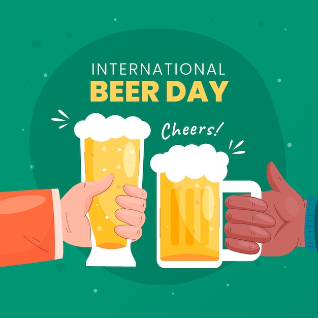 Нарисованная рукой иллюстрация международного дня пива