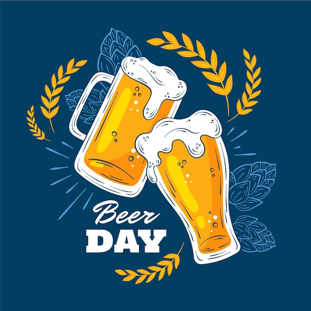 Free vector hand drawn international beer day illustration