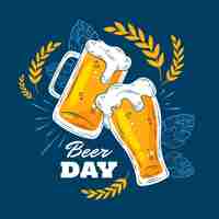 Free vector hand drawn international beer day illustration