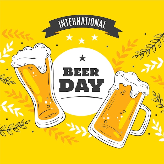 手描きの国際ビールの日イラスト
