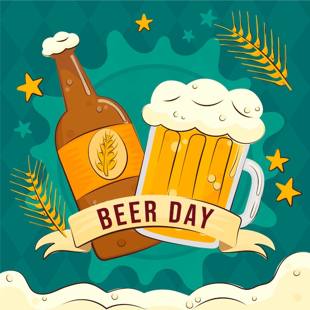 Free vector hand drawn international beer day illustration