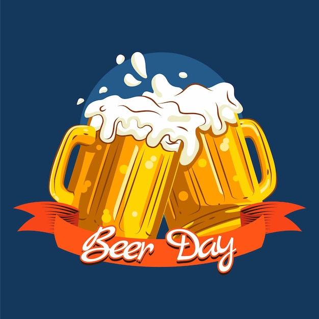 Hand drawn international beer day illustration