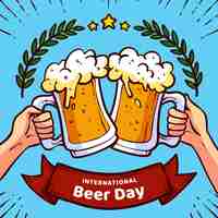 Free vector hand drawn international beer day illustration