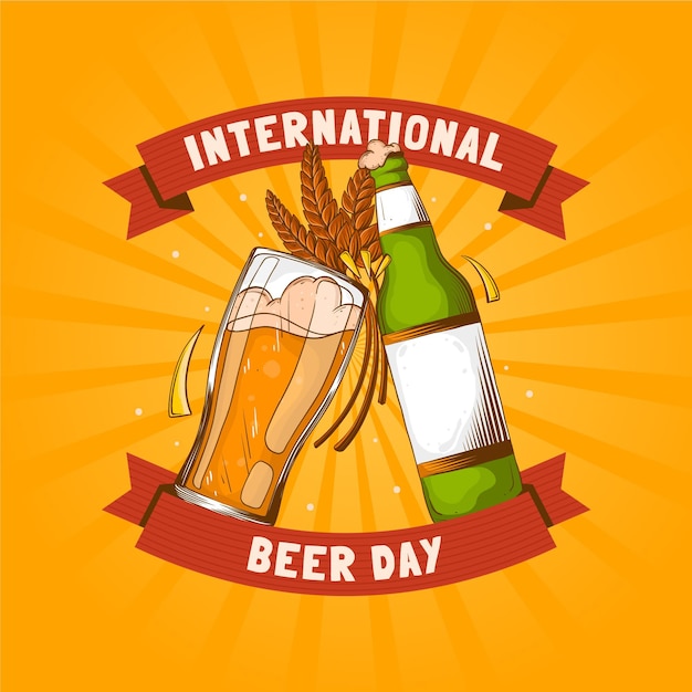 Illustrazione disegnata a mano della giornata internazionale della birra