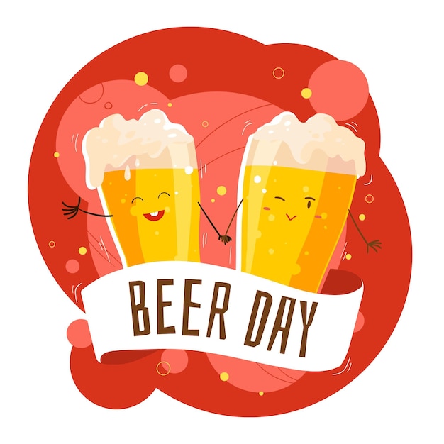 Free vector hand drawn international beer day