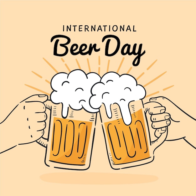 Free vector hand drawn international beer day