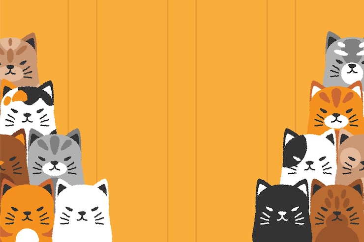 무료 Vector 고양이와 함께 손으로 그린 국제 고양이 날 배경