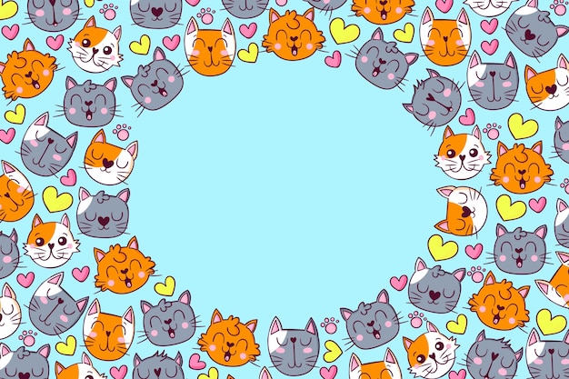 Hand drawn international cat day background