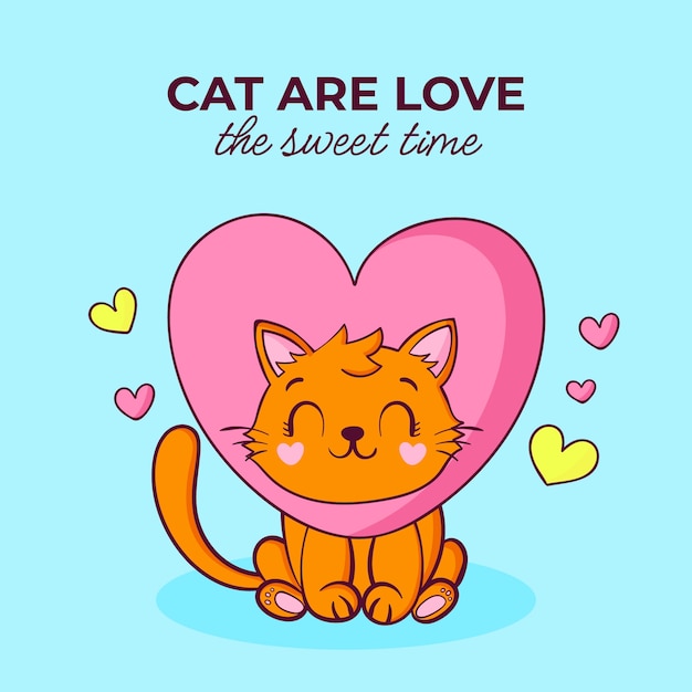 Cute Cat Holding Heart Love Cartoon Vector Icon Illustration. Flat Cartoon  Concept 10662153 Vector Art at Vecteezy